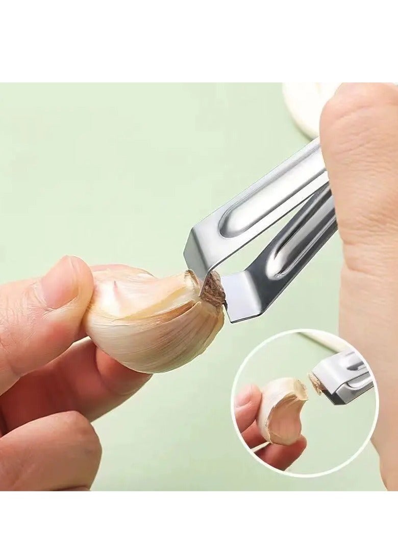 3-Piece Stainless Steel Garlic Peeler– Easy and Quick Garlic Skin Remover Tongs for Kitchen Use  - Image 2
