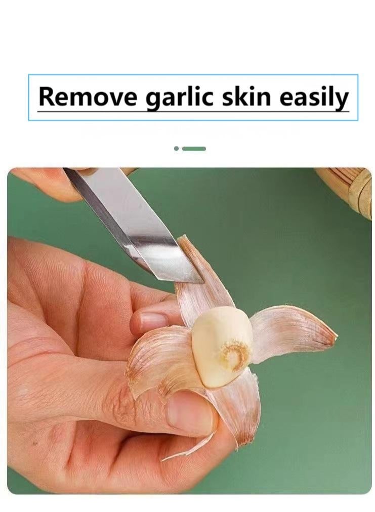 3-Piece Stainless Steel Garlic Peeler– Easy and Quick Garlic Skin Remover Tongs for Kitchen Use  - Image 3