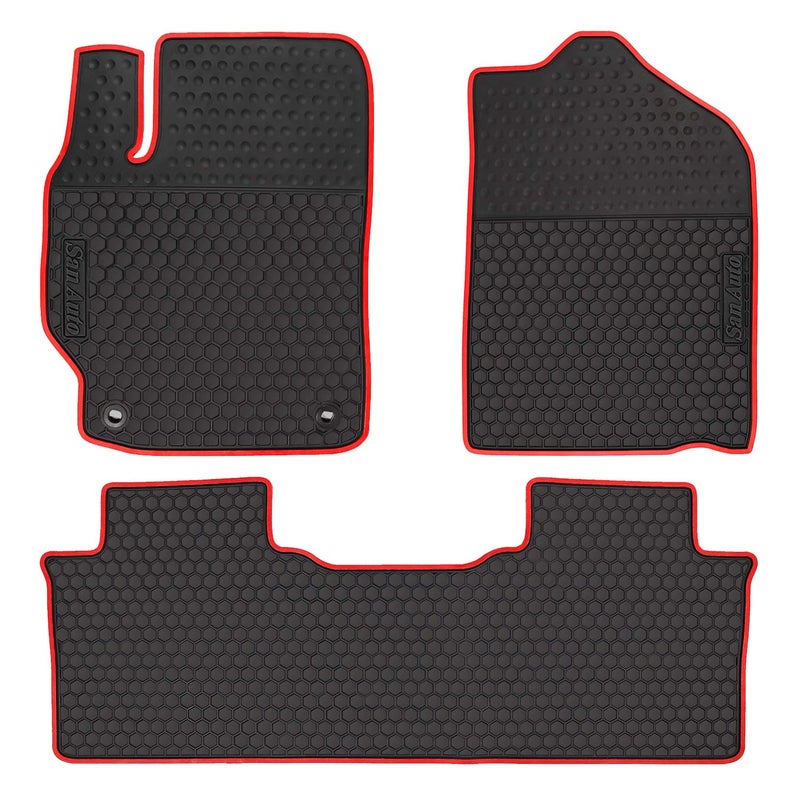 HDMart Car Rubber Floor Mat for Toyota Camry 7th 201220132014201520162017 Custom Fit Black Red Rubber Car Floor Liners Set All Weather Protection Heavy Duty Odorless