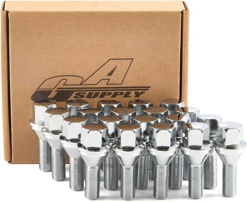 GAsupply مسامير العجلات GAsupply 12X1.25 OEM لسيارات جيب - مجموعة 20 قطعة من مسامير العجلات المطلية بالكروم - Image 1