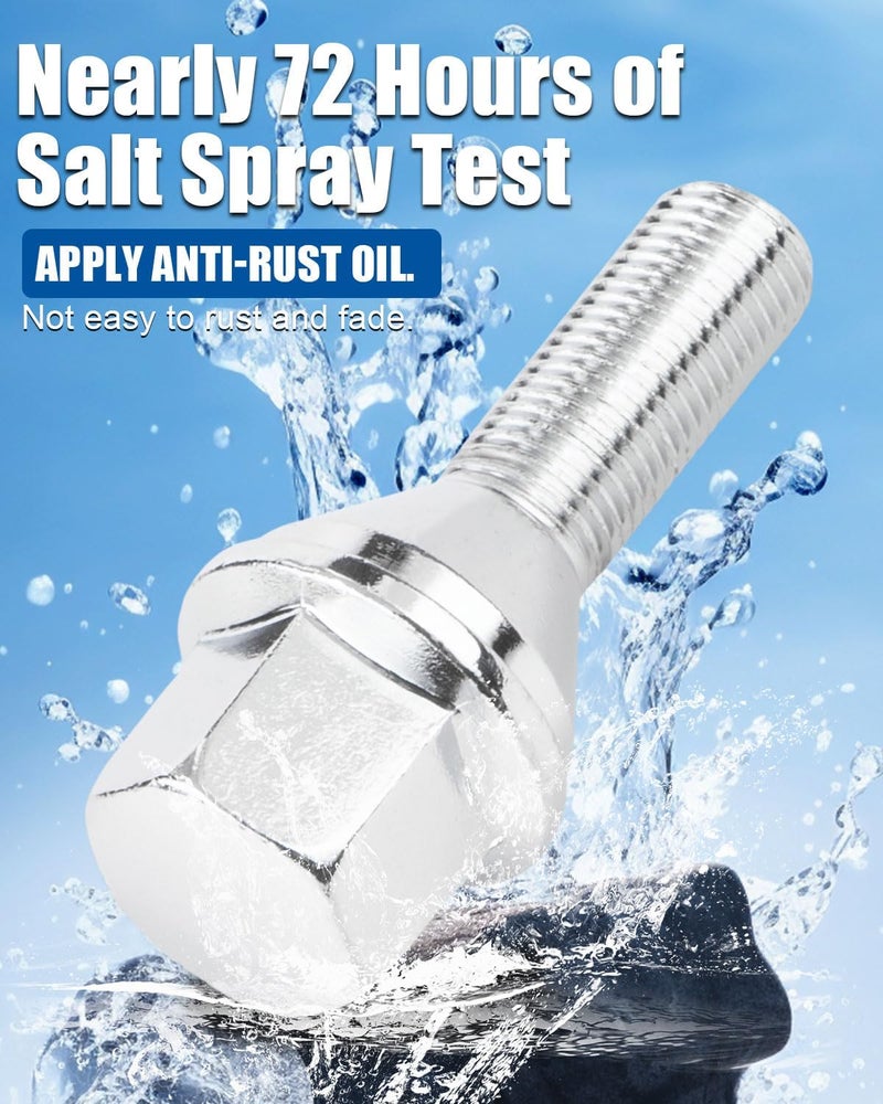 GAsupply مسامير العجلات GAsupply 12X1.25 OEM لسيارات جيب - مجموعة 20 قطعة من مسامير العجلات المطلية بالكروم - Image 5