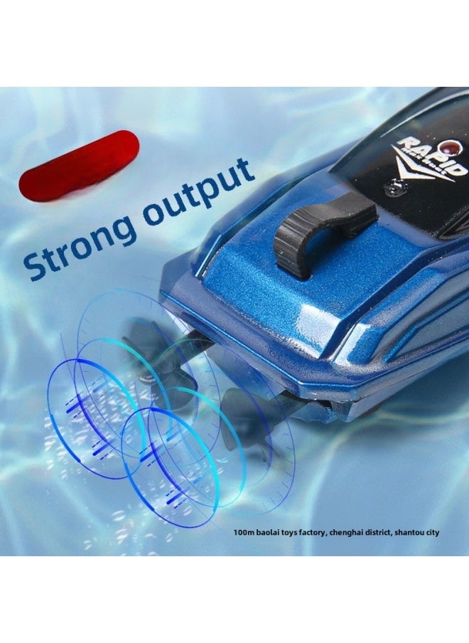 Generic - Children's Mini Remote Control Boat Wireless Electric Remote Control Speedboat Water High-speed Rowing Toy Mini Boat Wholesale-Color:Blue ] - Image 1
