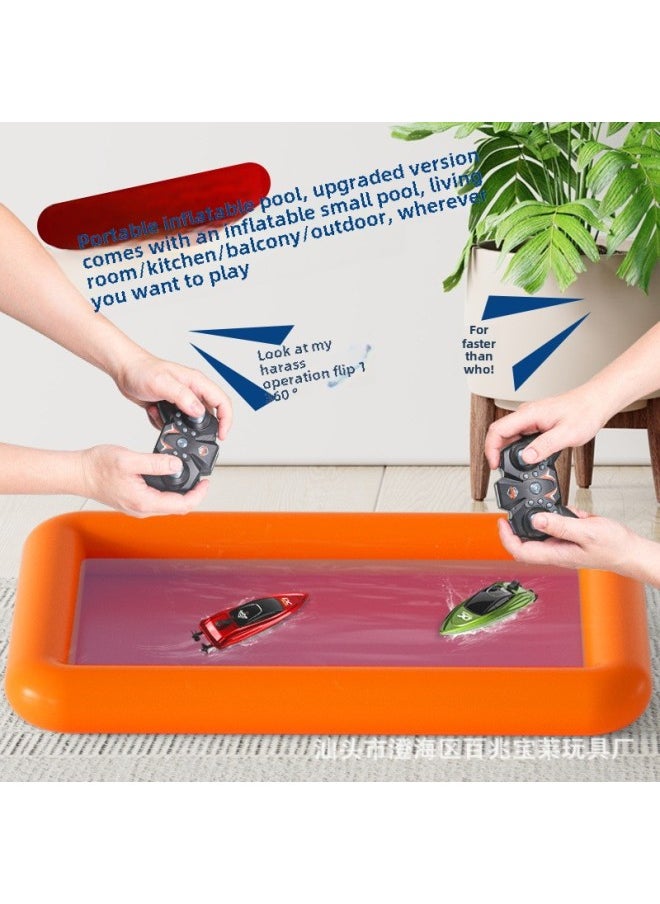 Generic - Children's Mini Remote Control Boat Wireless Electric Remote Control Speedboat Water High-speed Rowing Toy Mini Boat Wholesale-Color:Blue ] - Image 1