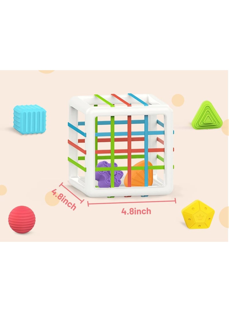 ARGT Montessori Toys for 1 Year Old,Baby Sorter Toy Colorful Cube and 6 Pcs Multi Sensory Shape, Toddler Developmental Learning Toys Birthday Gifts,Baby Toys 6-12-18 Months - Image 2