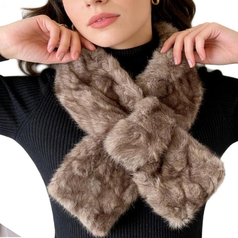 Coffee Color Winter Neck Scarf Warm Wrap Neck Warmer for Outdoor Skiing Christmas Holiday - Image 1