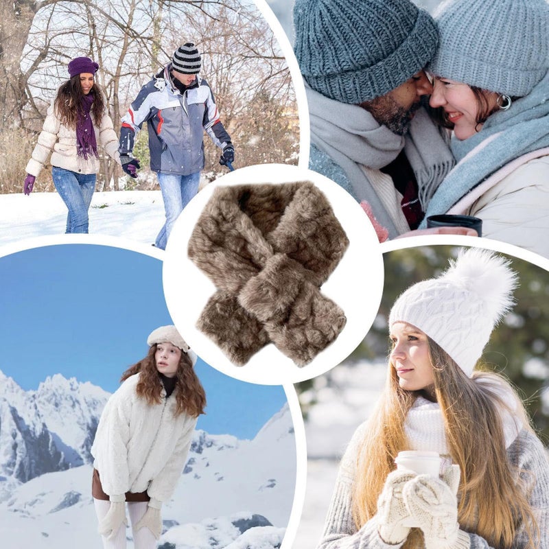 Coffee Color Winter Neck Scarf Warm Wrap Neck Warmer for Outdoor Skiing Christmas Holiday - Image 5