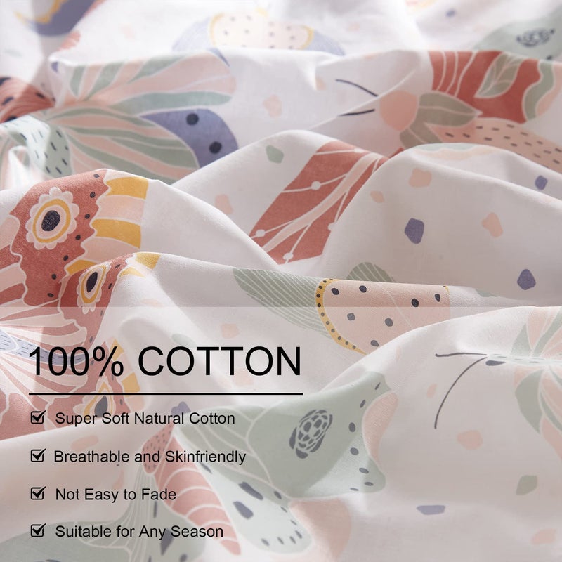 Ivellow Twin Duvet Cover Kids 100% Cotton Butterfly White for Cute Bedding Set 3Pcs Ultra Soft Breathable Patterned Cartoon Comforter Boys Girls Toddler Teen - Image 5