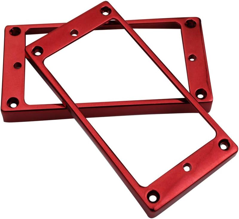 guyker Curved Bottom Metal Humbucker Pickup Mounting Ring Set - Bridge and Neck Pickups Cover Frame Replacement Compatible with Les Paul LP Style Electric Guitar or Precision Bass(2PCS, Rose Red) - Image 1