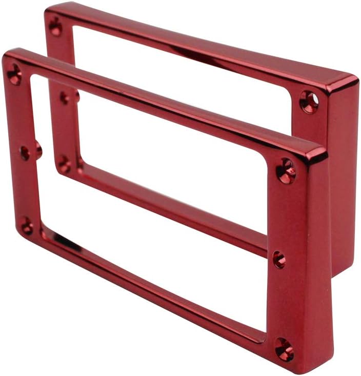 guyker Curved Bottom Metal Humbucker Pickup Mounting Ring Set - Bridge and Neck Pickups Cover Frame Replacement Compatible with Les Paul LP Style Electric Guitar or Precision Bass(2PCS, Rose Red) - Image 2