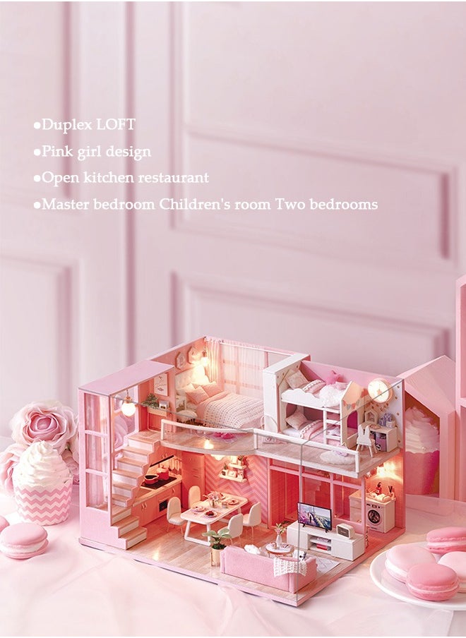 DUNISO DIY Mini Toy House Kit, Modern Villa Model with Music Box, Multi functional Portable Mini Room Toy, Creative Dollhouse with LED Light Accessories, Suitable for Children Aged 6-12  - Image 3