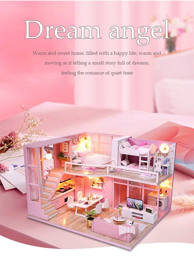 DUNISO DIY Mini Toy House Kit, Modern Villa Model with Music Box, Multi functional Portable Mini Room Toy, Creative Dollhouse with LED Light Accessories, Suitable for Children Aged 6-12  - Image 2