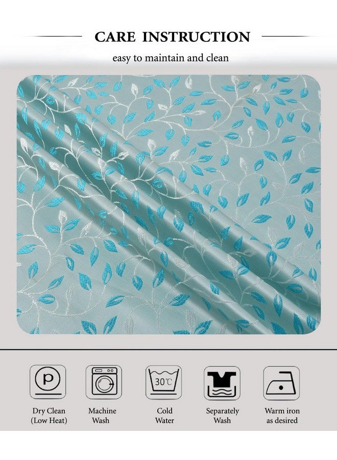 FRESH FROM LOOM Opaque Floral Curtains for Door 10 Feet Long|Big Window Curtain Polyester Weaved Parda|Modern Parde for Living Room Bedroom|Home Office Screens (Set of 3 |Aqua) Rod pocket - Image 3