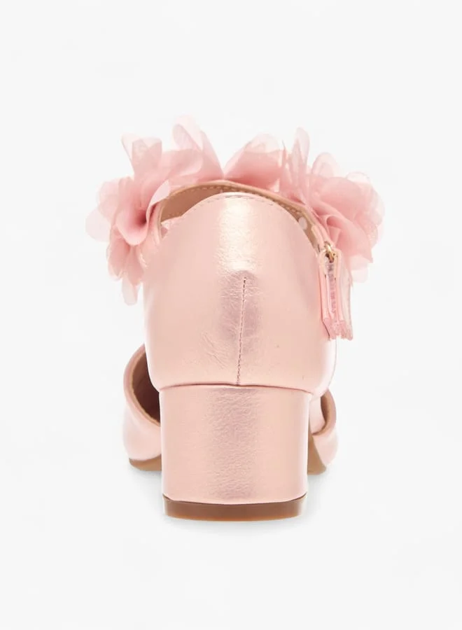 Flora Bella By Shoexpress Girls Block Heel Ballerina With Hook And Loop Closure