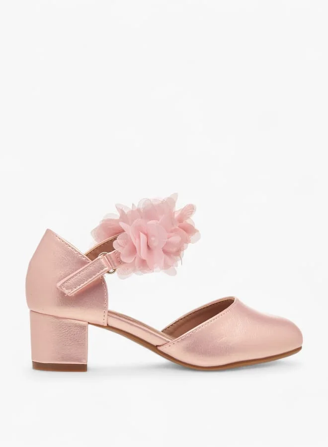 Flora Bella By Shoexpress Girls Block Heel Ballerina With Hook And Loop Closure