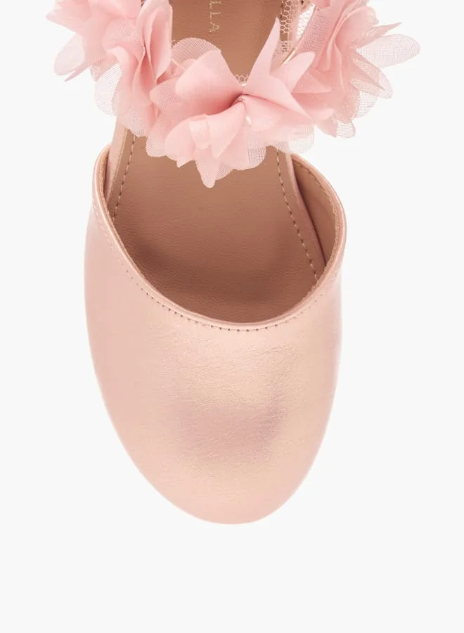 Flora Bella By Shoexpress Girls Block Heel Ballerina With Hook And Loop Closure