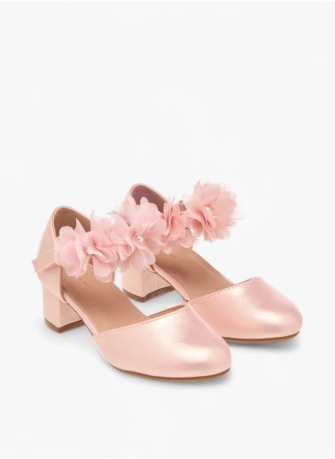 فلورا بيلا من شو إكسبرس Girls Block Heel Ballerina With Hook And Loop Closure Ramadan Collection