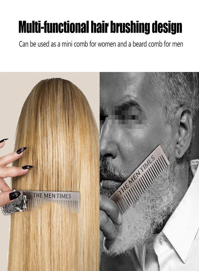 يويت مشط صغير للحية، مشط لحية من الفولاذ المقاوم للصدأ، مشط لحية محمول، مشط شارب، أمشاط لحية فولاذية لصالونات الحلاقة والاستخدام المنزلي - Image 4