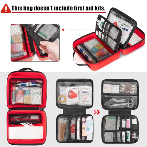 Marscamd Waterproof Empty First Aid Bag with a Detachable Panel Small Medical Bag with Molle System Red Bag Only - Image 3