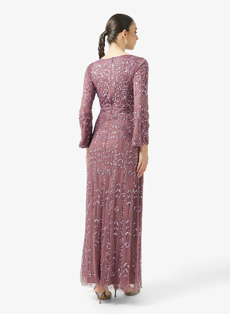 BEAUUT Embellished Lace Detailed Maxi Dress