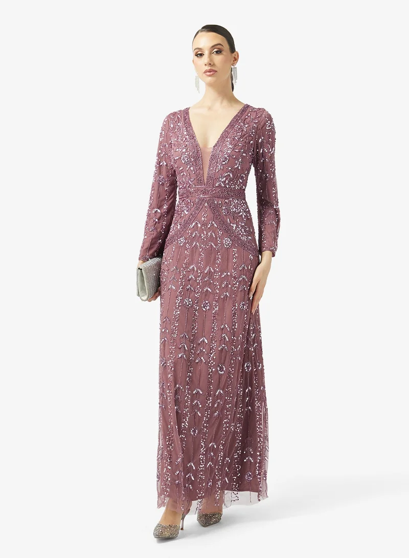 Beauut  Embellished Lace Detailed Maxi Dress for Women | Best Price UAE