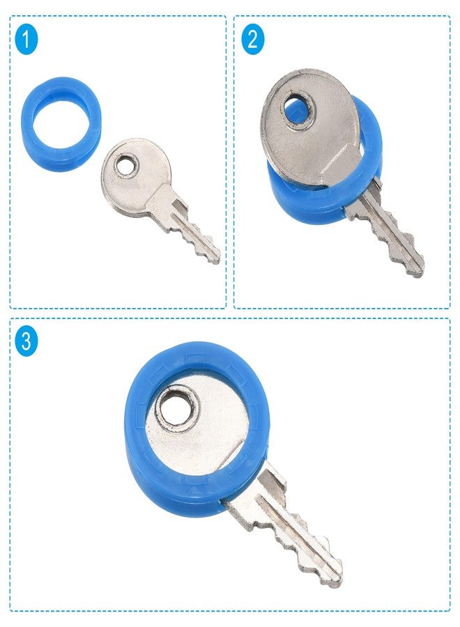 PATIKIL Key Caps Covers Rings, 15 Pack 0.9" Keys Identifiers Covers Coding Tags Marker Round Silicone Sleeve for Office House Apartment, Blue - Image 5