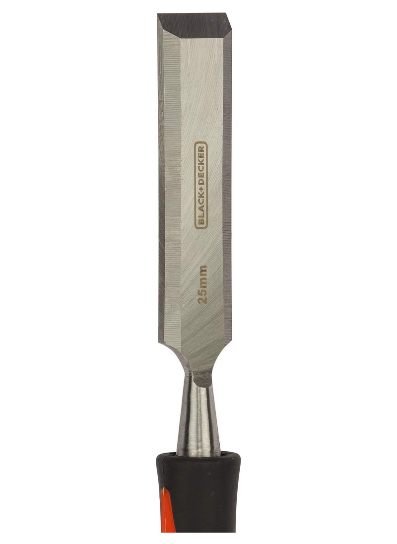 BLACK+DECKER Black & Decker 25Mm Steel Woodworking Chisel, Orange/Black - BDHT16697  - Image 3
