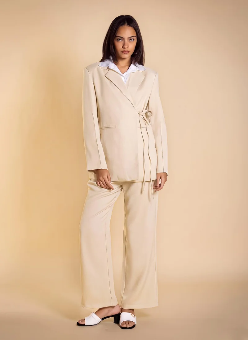 SHAPES TEXTURED SIDE-TIE BLAZER SET