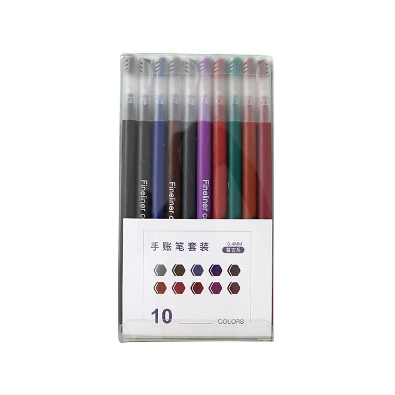 Coloring Markers 10 Vibrant Colors 0.4mm Fine Fiber Tip Adult Coloring Markers - Ergonomic Comfort Grip Fine Point Markers for School Students Office Workers Artists Beginners - Image 1