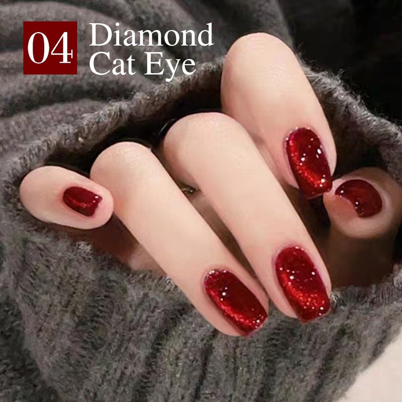 Double Rhythm 6 Colors Cat Eye Gel Polish Set Shimmer Glitter with Magnet Holographic Reflective Magnetic UV Nail Art Kit (6-Kit 26) - Image 4