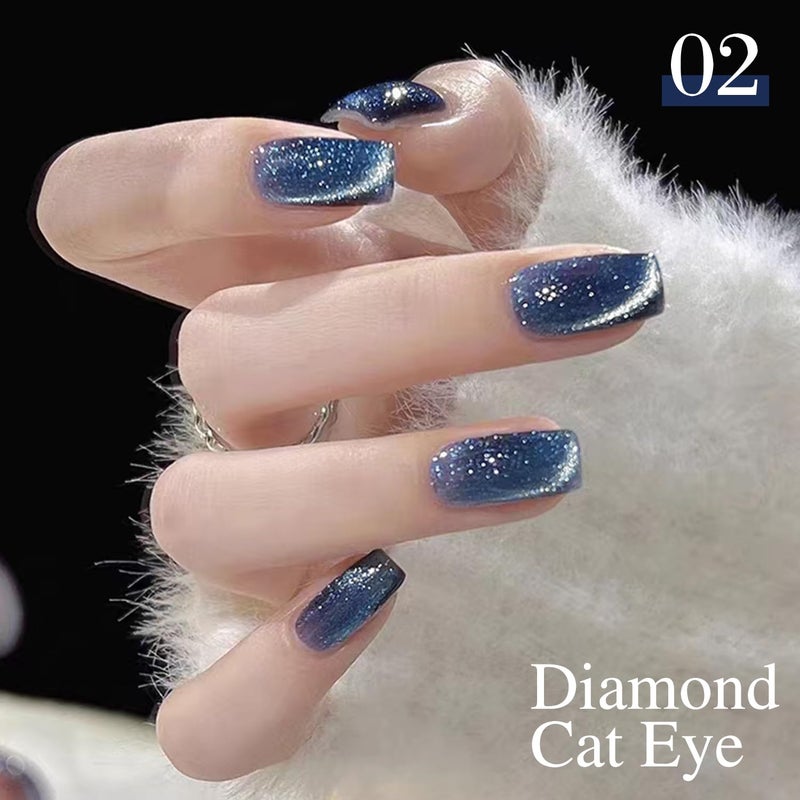 Double Rhythm 6 Colors Cat Eye Gel Polish Set Shimmer Glitter with Magnet Holographic Reflective Magnetic UV Nail Art Kit (6-Kit 26) - Image 5