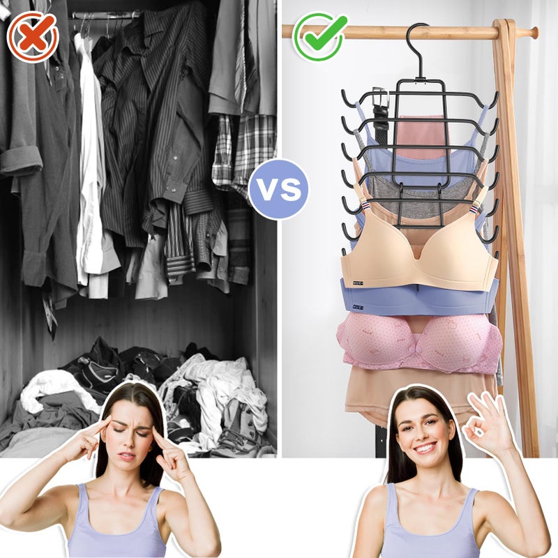 Besslly 3Pcs Tank Top Hangers Space Saving Hanger Organizer Bra Hangers for Closet Organizer 360 Rotating Metal Closet Organizers and Storage Lingerie Hangers for Cami Bras Belts Swimsuits Lingeries Black - Image 2