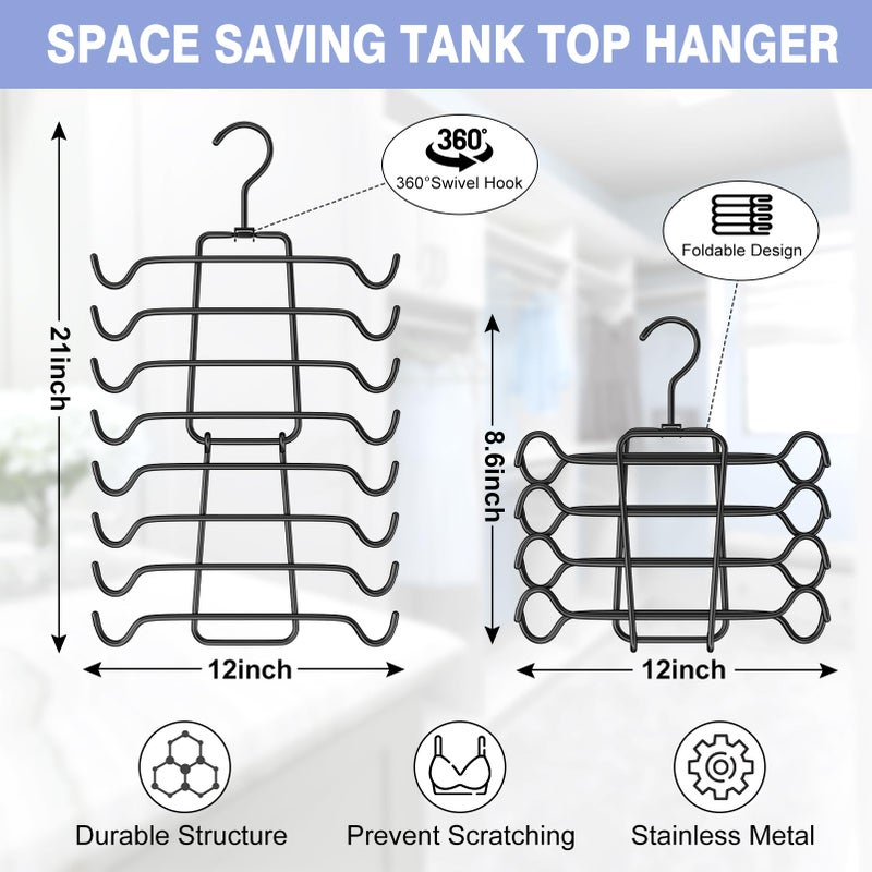 Besslly 3Pcs Tank Top Hangers Space Saving Hanger Organizer Bra Hangers for Closet Organizer 360 Rotating Metal Closet Organizers and Storage Lingerie Hangers for Cami Bras Belts Swimsuits Lingeries Black - Image 4