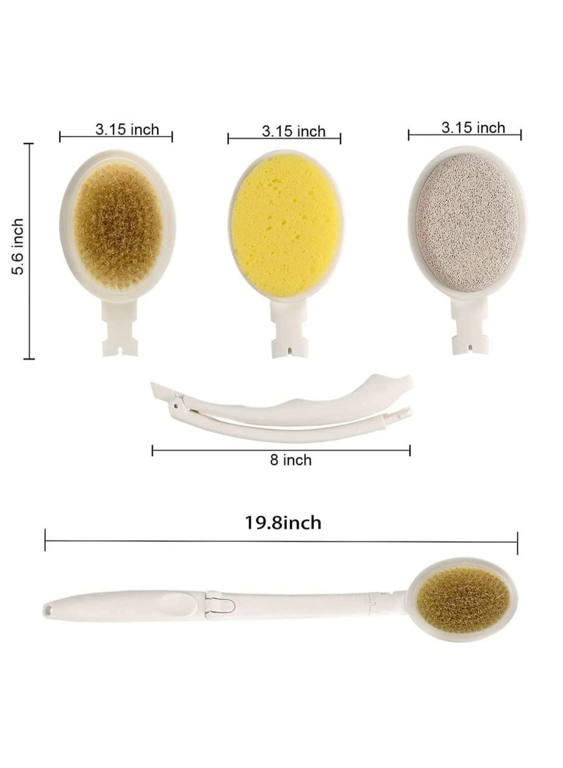 SYOSI Body Brush Set, Stiff Bath with Long Handle, 3 in 1 Foldable Shower Brush Back Scrubber with Brush Sponge Pumice Head for Bath and Shower, Exfoliating or Dry Skin Brushing 19 - Image 5