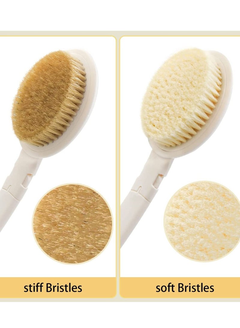 SYOSI Body Brush Set, Stiff Bath with Long Handle, 3 in 1 Foldable Shower Brush Back Scrubber with Brush Sponge Pumice Head for Bath and Shower, Exfoliating or Dry Skin Brushing 19 - Image 2