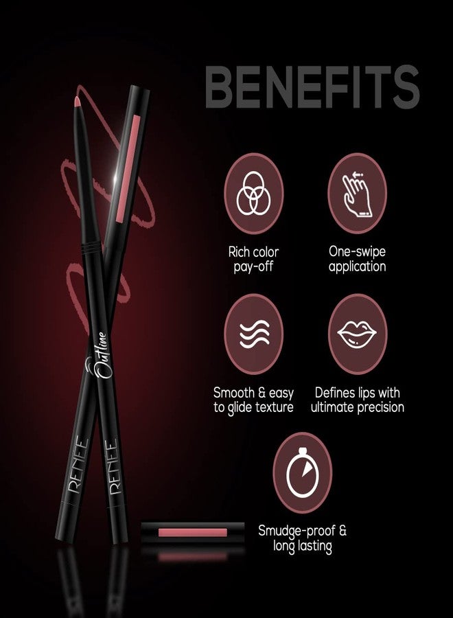 RENEE Outline Lip Liner With Built in Sharpener 03 Delilah 0.35gm| Long Lasting & Smudge Proof| Matte Finish & Rich Color Payoff| One Swipe Application - Image 2