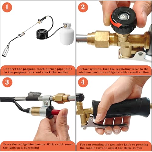Hordolry Propane Torch Weed Burner Kit, 1,800,000 BTU Flame Thrower Gun with 10FT Hose & Self-Igniter and Bag, Multi-Use for Snow Melting, Outdoor Cooking - Image 3