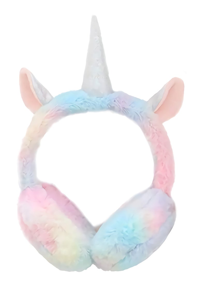 Zikra Girls Kids Unicorn Winter Plush Cartoon Ear Warmer Fluffy Cute in Soft Plush Design for a girl - Image 1