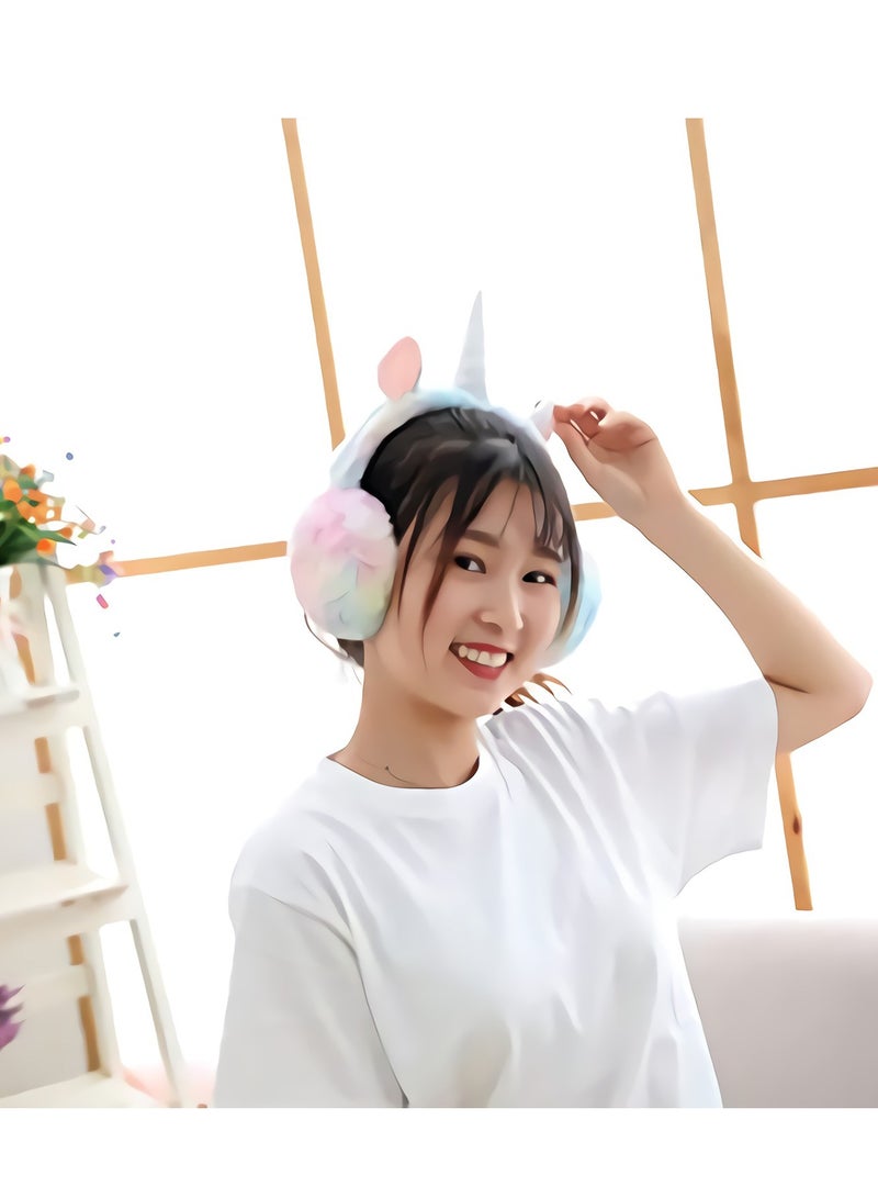 Zikra Girls Kids Unicorn Winter Plush Cartoon Ear Warmer Fluffy Cute in Soft Plush Design for a girl - Image 4