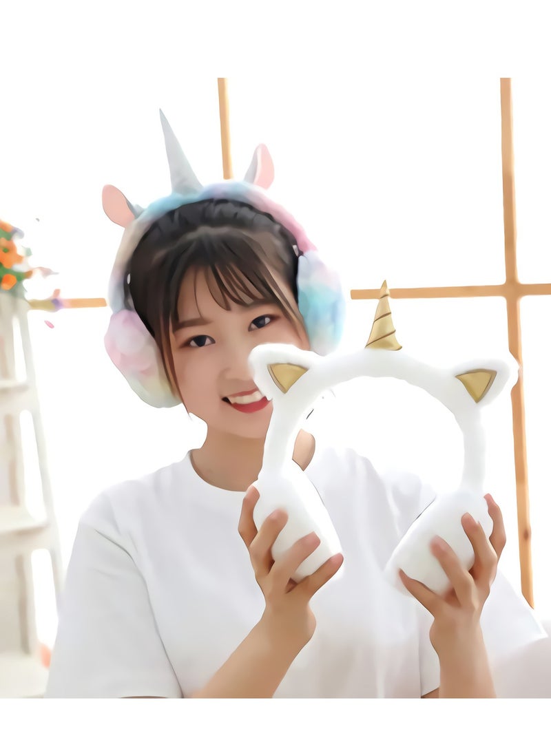 Zikra Girls Kids Unicorn Winter Plush Cartoon Ear Warmer Fluffy Cute in Soft Plush Design for a girl - Image 2