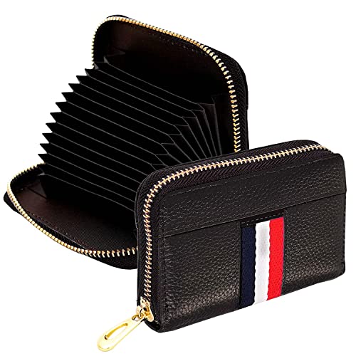 rts New Imported Stylish 12 Slot PU Leather Credit/Debit/ATM/Visiting/Business Zipper Card Holder Case Wallet for Unisex/Men & Women RFID Blocking Protected with Money Coin Purse Festive Valentines - Image 1