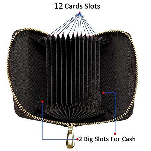 rts New Imported Stylish 12 Slot PU Leather Credit/Debit/ATM/Visiting/Business Zipper Card Holder Case Wallet for Unisex/Men & Women RFID Blocking Protected with Money Coin Purse Festive Valentines - Image 3