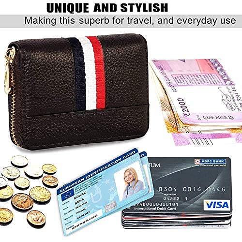 rts New Imported Stylish 12 Slot PU Leather Credit/Debit/ATM/Visiting/Business Zipper Card Holder Case Wallet for Unisex/Men & Women RFID Blocking Protected with Money Coin Purse Festive Valentines - Image 5