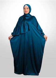 Zmurud Practical plain silky satin prayer dress with headscarf from zmurud fashion  - Image 1