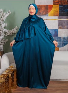 Zmurud Practical plain silky satin prayer dress with headscarf from zmurud fashion  - Image 2