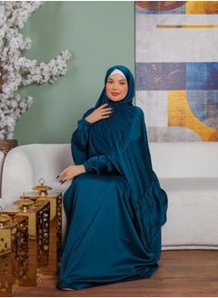 Zmurud Practical plain silky satin prayer dress with headscarf from zmurud fashion  - Image 5