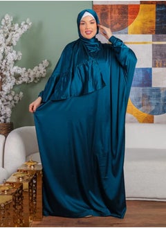 Zmurud Practical plain silky satin prayer dress with headscarf from zmurud fashion  - Image 4