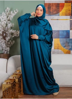 Zmurud Practical plain silky satin prayer dress with headscarf from zmurud fashion  - Image 3
