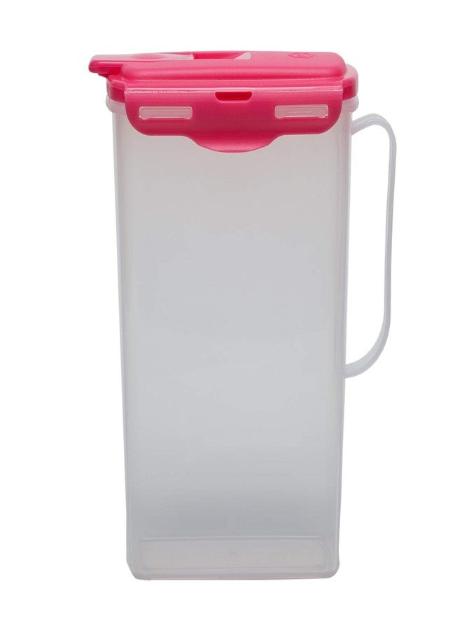 Gluman Fridge Jug 2000 Milliliter| Plastic Water Jug with Flip Top Cap & Locking Lid | Wide-Mouth Water Storage Container Jar, Spill Proof, Liquid Tight Pourer | BPA Free Food Grade (2 litres, Pink) - Image 1