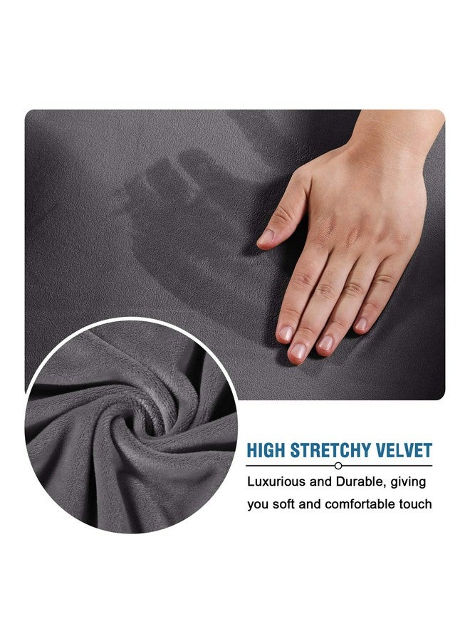 H.VERSAILTEX Real Velvet Plush 3 Piece Stretch Sofa Covers Couch Covers for 2 Cushion Couch Loveseat Covers Width Up to 72 Inch Feature Thick Soft Stay in Place (Medium Sofa, Grey) - Image 4