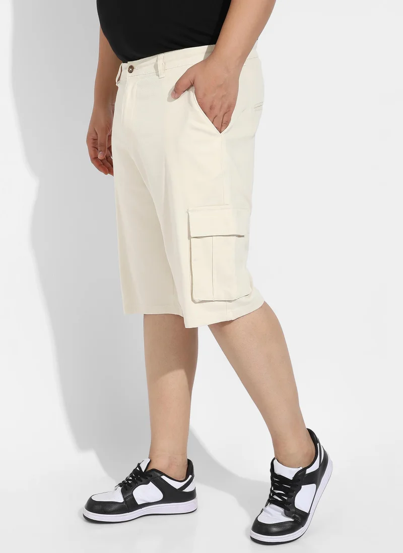 Instafab Plus Instafab Plus Men's Pale Yellow Cargo Shorts